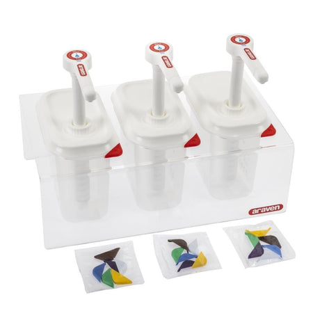 Lot de 3 distributeurs de sauce Araven GN 1/9 transparents 1,5L - FRANCE CHR