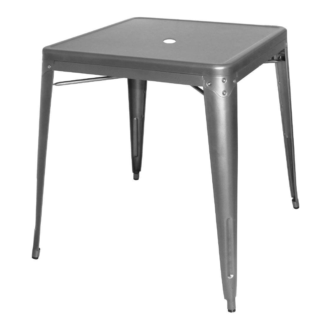 Table carrée en acier gris métallisé Bolero Bistro 668mm - FRANCE CHR