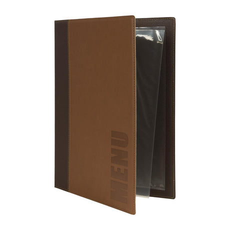 Protège-menus contemporain Securit A5 marron clair - FRANCE CHR
