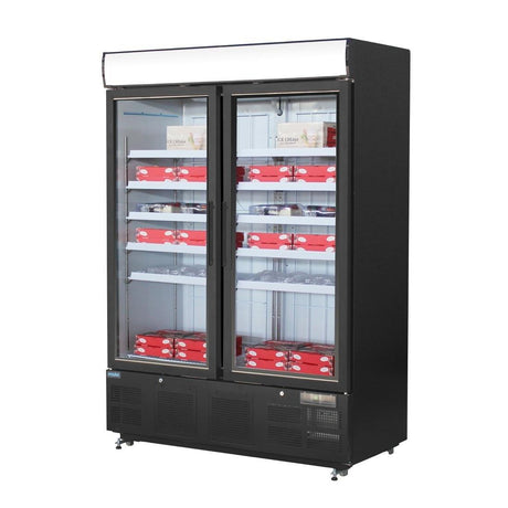 Vitrine réfrigérée négative avec caisson lumineux Polar Série G 920L noire - FRANCE CHR
