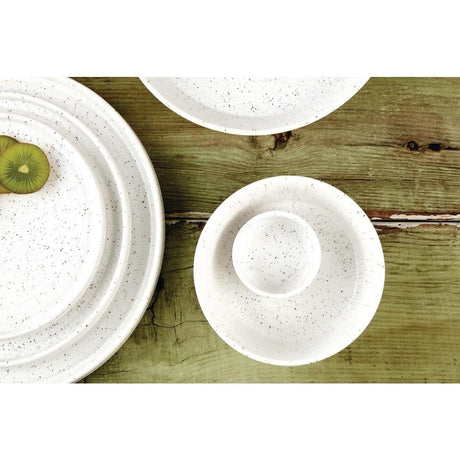 Assiettes plates rondes Olympia Cavolo blanc moucheté 220mm (lot de 6) - FRANCE CHR