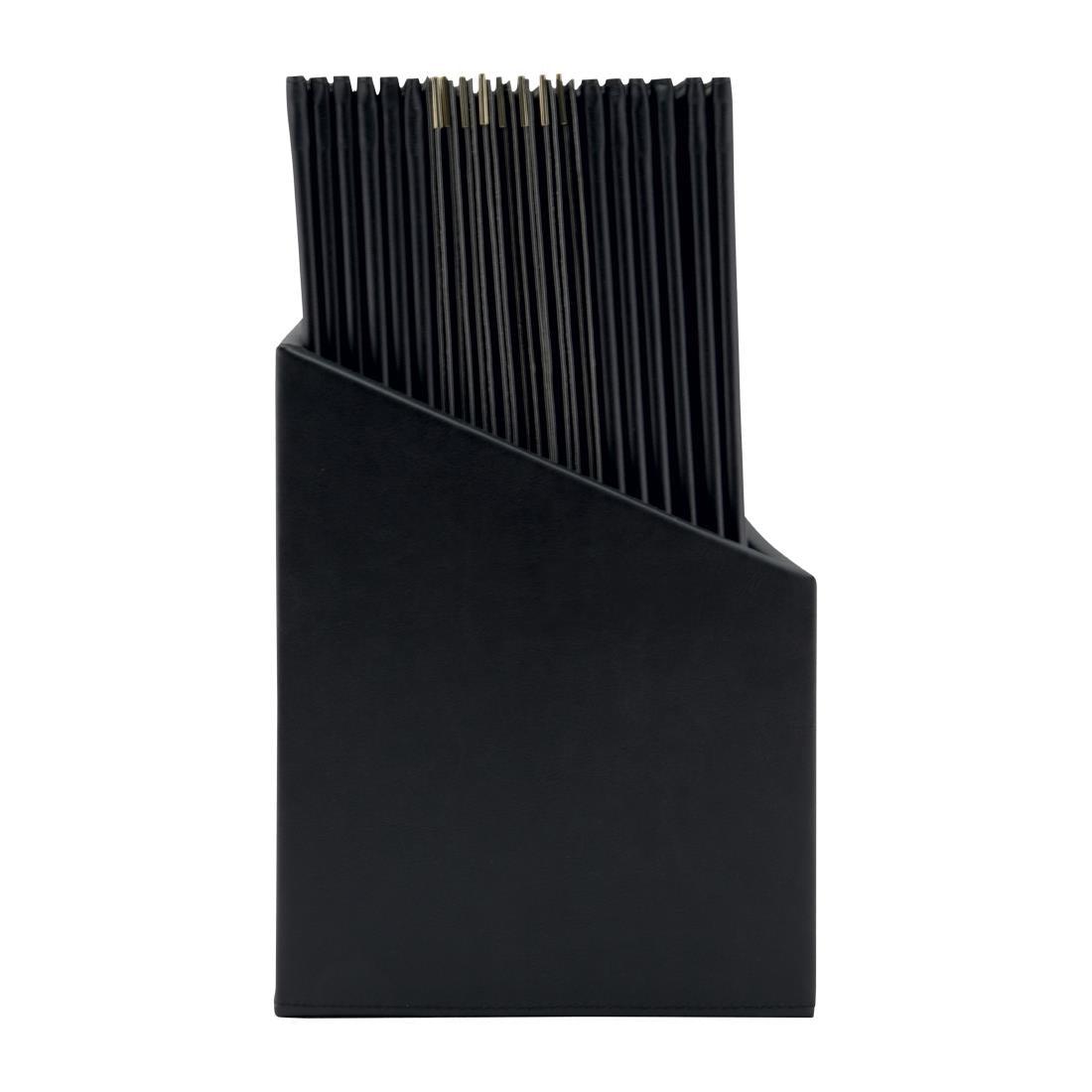 Boîte avec 20 protège-menus simili cuir A4x4 Securit Classic noirs - FRANCE CHR