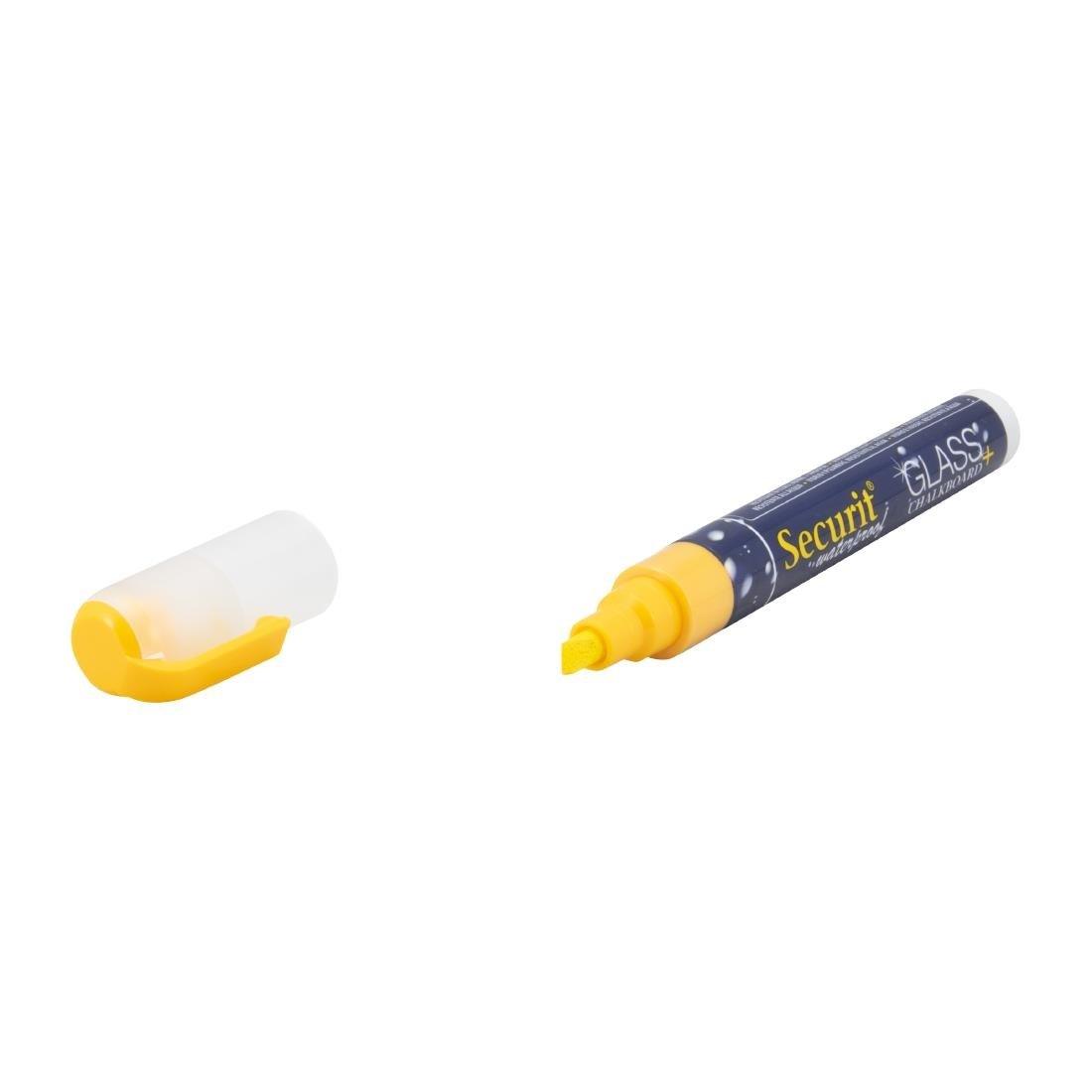 Marqueur craie waterproof Securit (verre+ ardoise) pointe 2-6mm jaune - FRANCE CHR