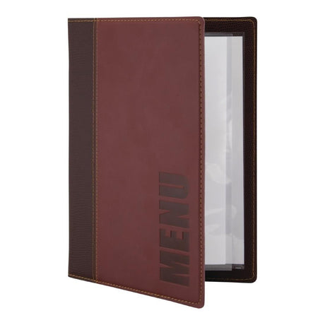 Protège-menus contemporain Securit A5 rouge foncé - FRANCE CHR