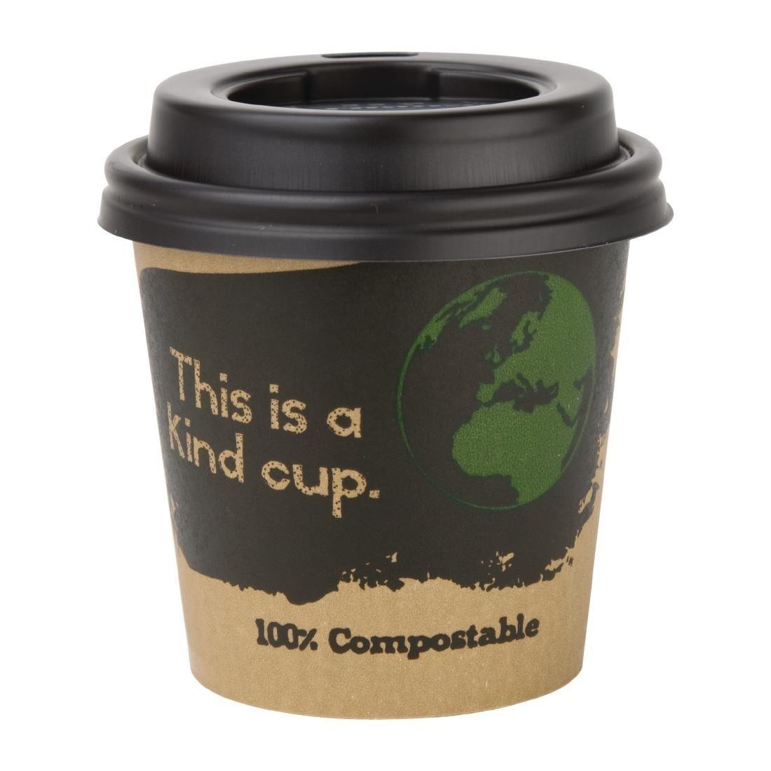 Couvercles noirs compostables en CPLA pour gobelets espresso 113ml Fiesta Compostable (x50) - FRANCE CHR