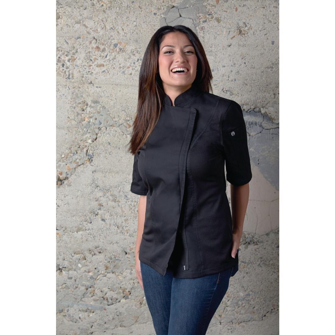 Veste de cuisine femme zippée légère Springfield Chef Works noire XS - FRANCE CHR