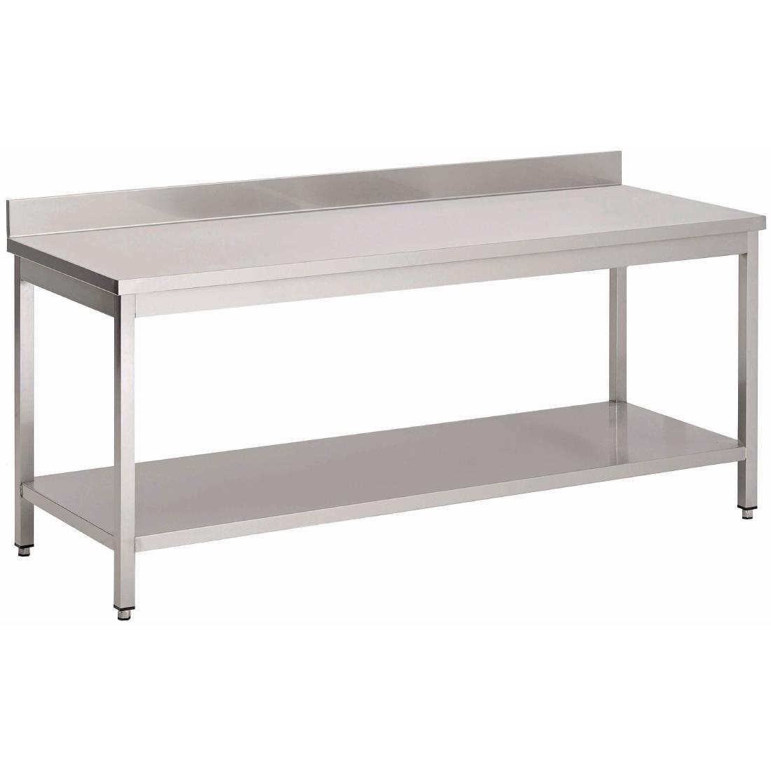 Table inox avec dosseret et étagère basse Gastro M 1600 x 600 x 880mm - FRANCE CHR