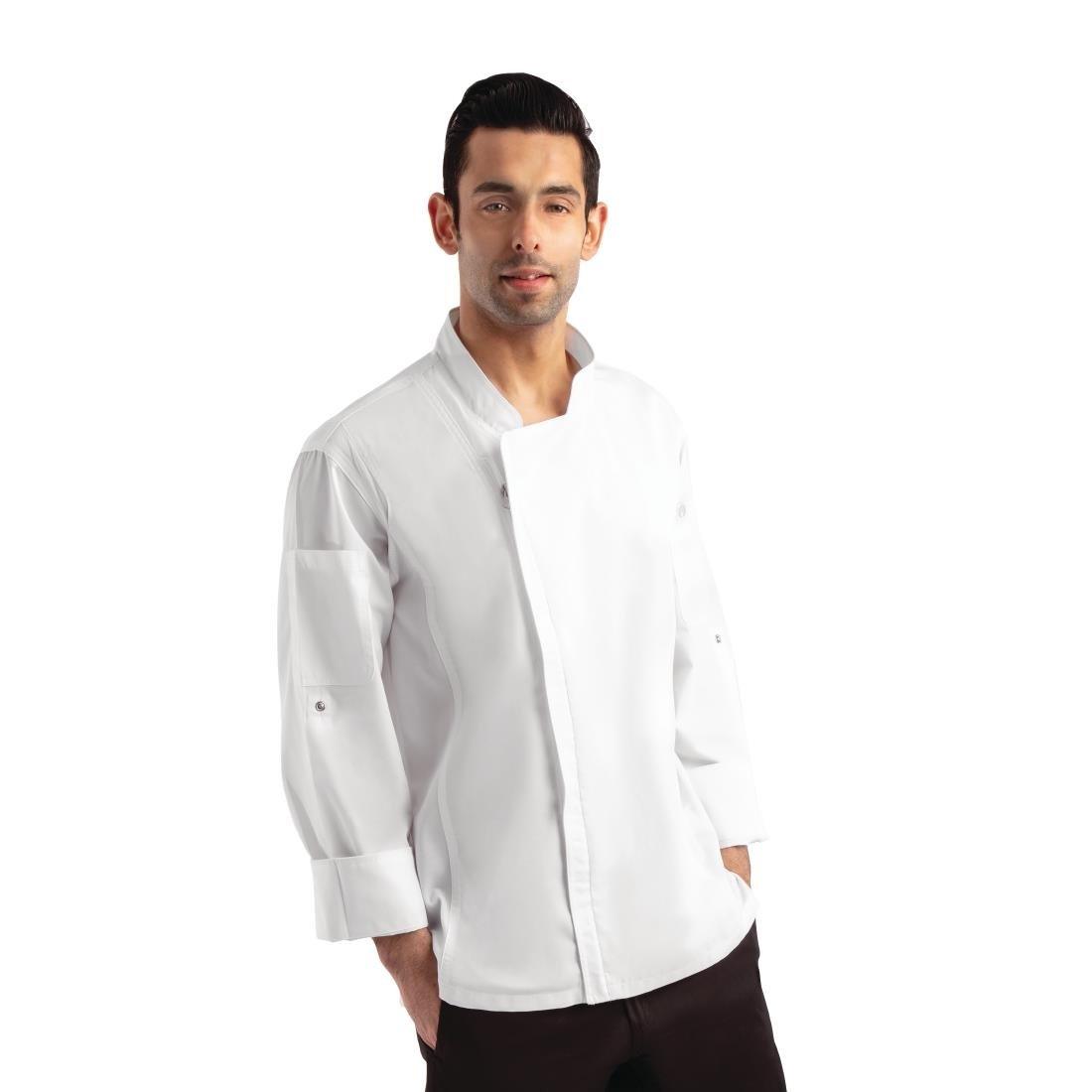 Veste de cuisine mixte légère à fermeture éclair Hartford Chef Works Urban blanche XS - FRANCE CHR