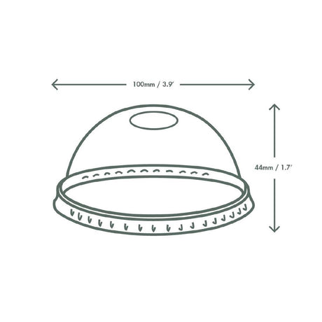 Couvercles dôme compostables avec trou pour boissons fraîches Vegware 340ml et 454ml (lot de 1000) - FRANCE CHR