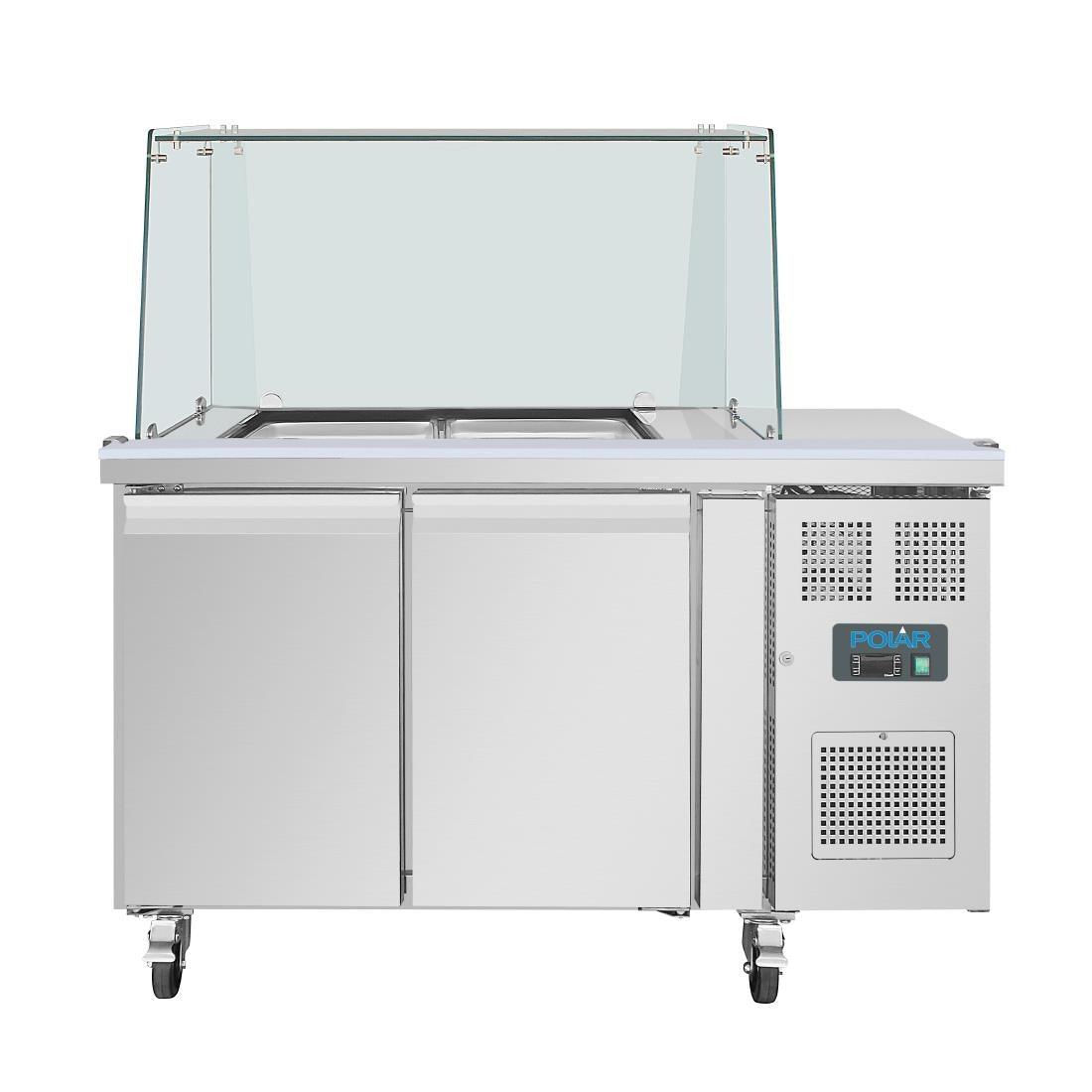 Comptoir à salade GN avec pare-haleine carré Polar Série U 2 portes - FRANCE CHR