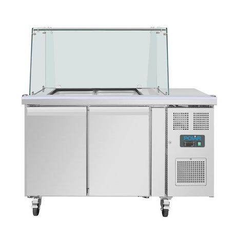 Comptoir à salade GN avec pare-haleine carré Polar Série U 2 portes - FRANCE CHR