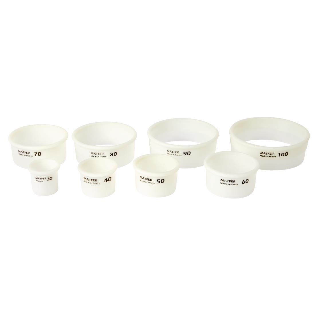 Lot de découpoirs ronds unis Exoglass 30 à 100mm Matfer Bourgeat (Lot de 8) - FRANCE CHR