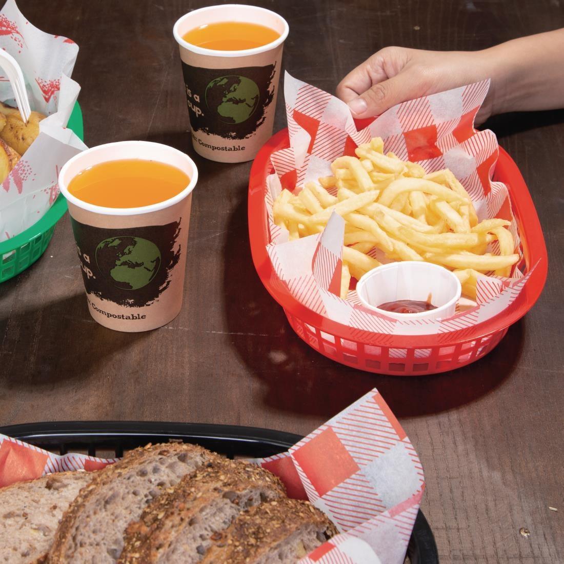 Panière alimentaire ovale en polypropylène Olympia rouge (Lot de 6) - FRANCE CHR