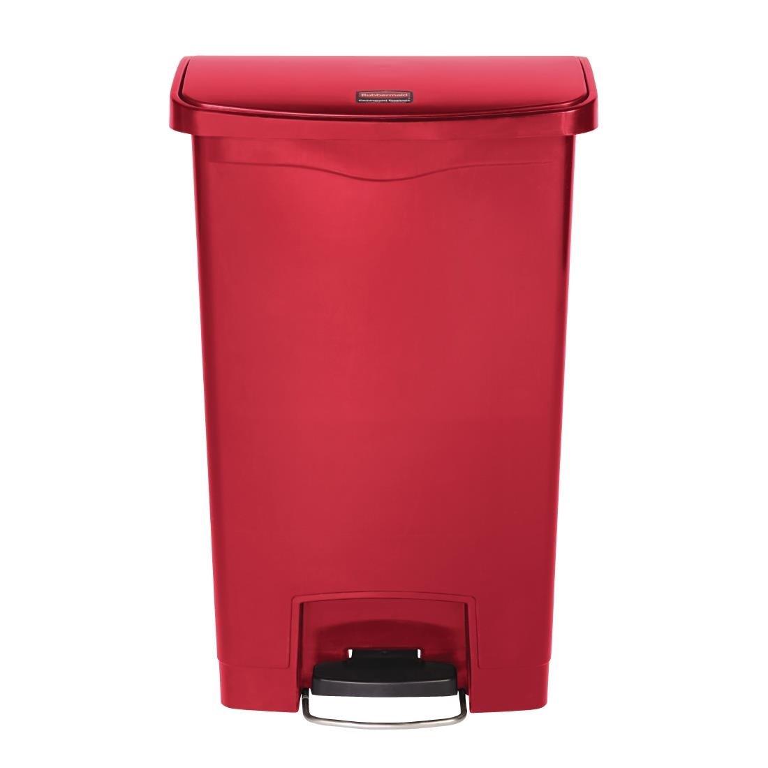 Poubelle à pédale frontale Rubbermaid Slim Jim rouge 50L - FRANCE CHR