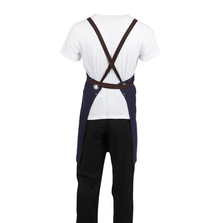 Tablier bavette en coton Southside bleu marine - FRANCE CHR
