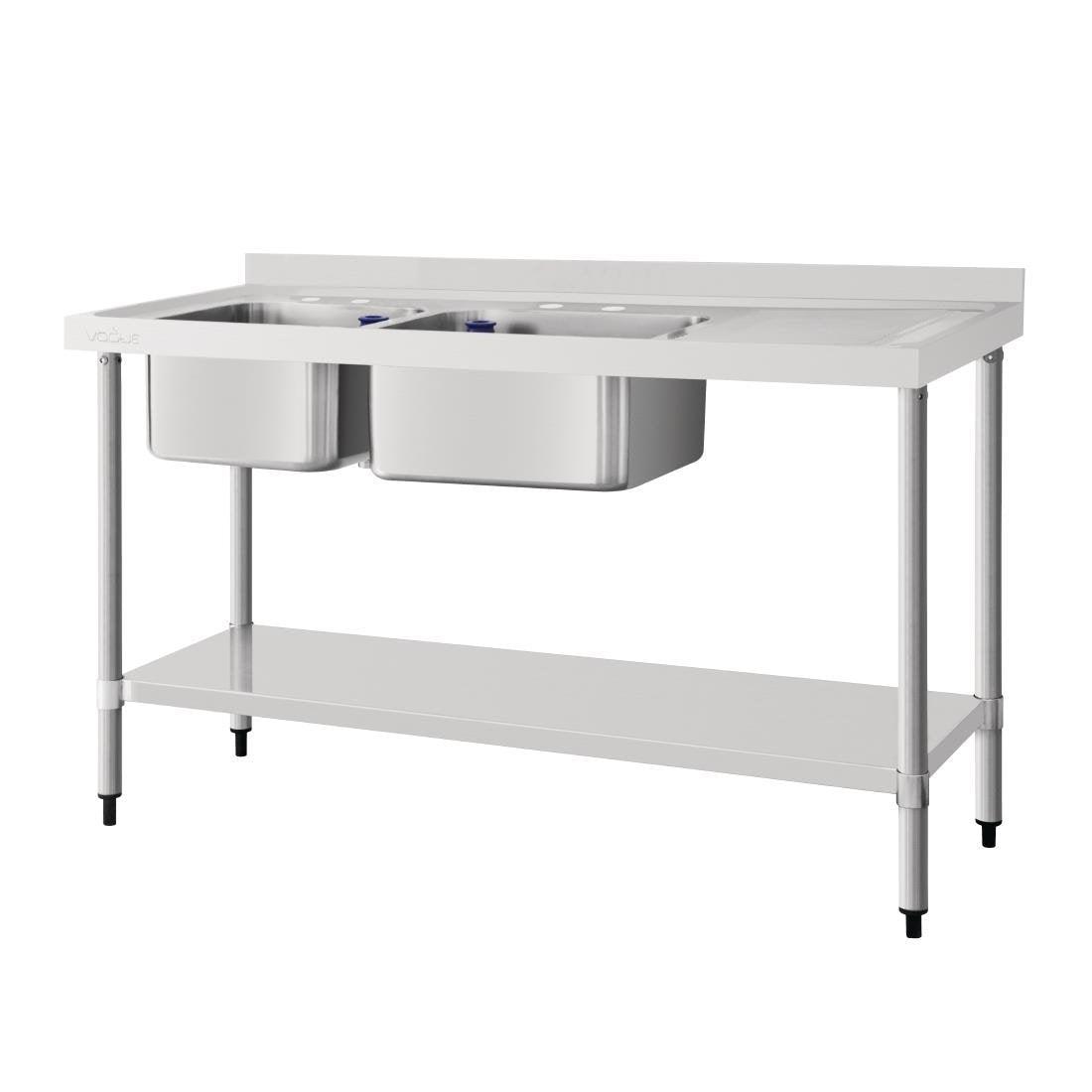 Plonge deux bacs égouttoir à droite Vogue 1500mm - FRANCE CHR