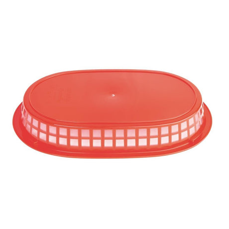 Panière alimentaire ovale en polypropylène Olympia rouge (Lot de 6) - FRANCE CHR