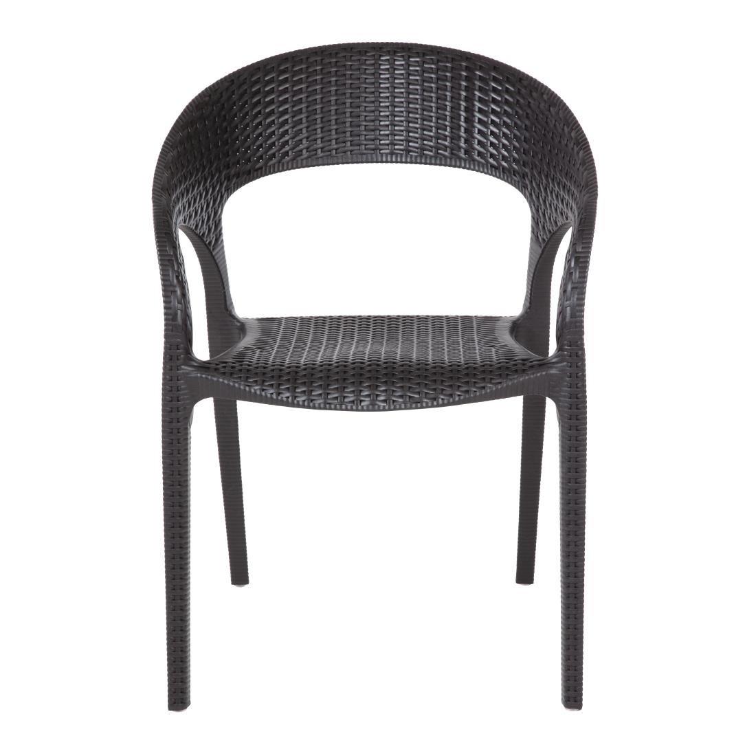 Fauteuils enveloppants en rotin PP Bolero noirs (lot de 4) - FRANCE CHR