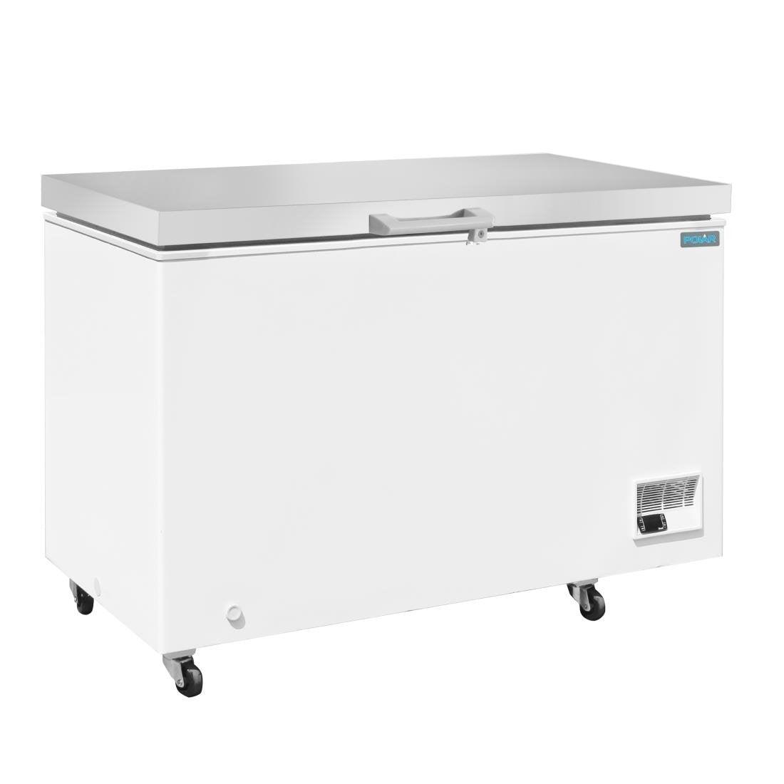 Congélateur coffre avec couvercle inox Polar Série G 385L - FRANCE CHR