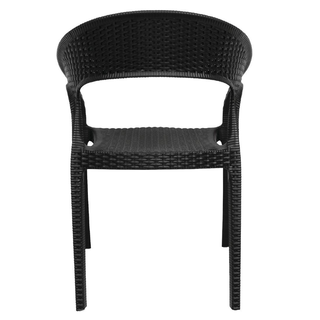 Fauteuils enveloppants en rotin PP Bolero noirs (lot de 4) - FRANCE CHR