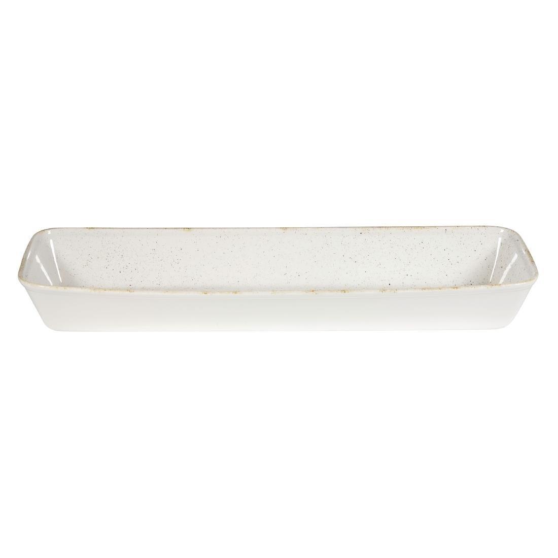Plats à four rectangulaires Churchill Stonecast Hints blanc orge 160 x 530 mm (lot de 2) - FRANCE CHR
