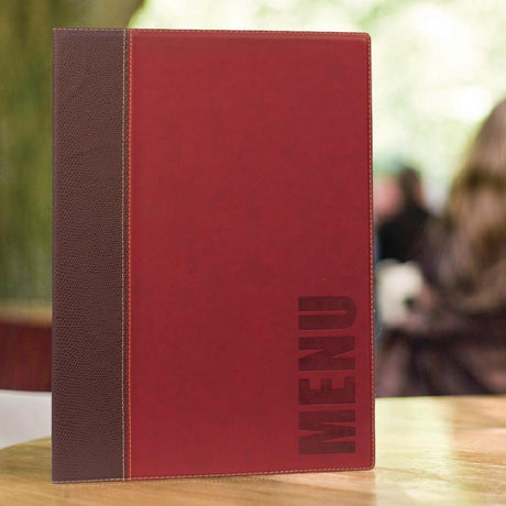 Protège-menus contemporain Securit A4 rouge foncé - FRANCE CHR