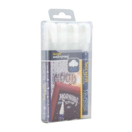 Marqueurs craie waterproof Securit (verre+ ardoise) pointe 2-6mm blancs (lot de 4) - FRANCE CHR