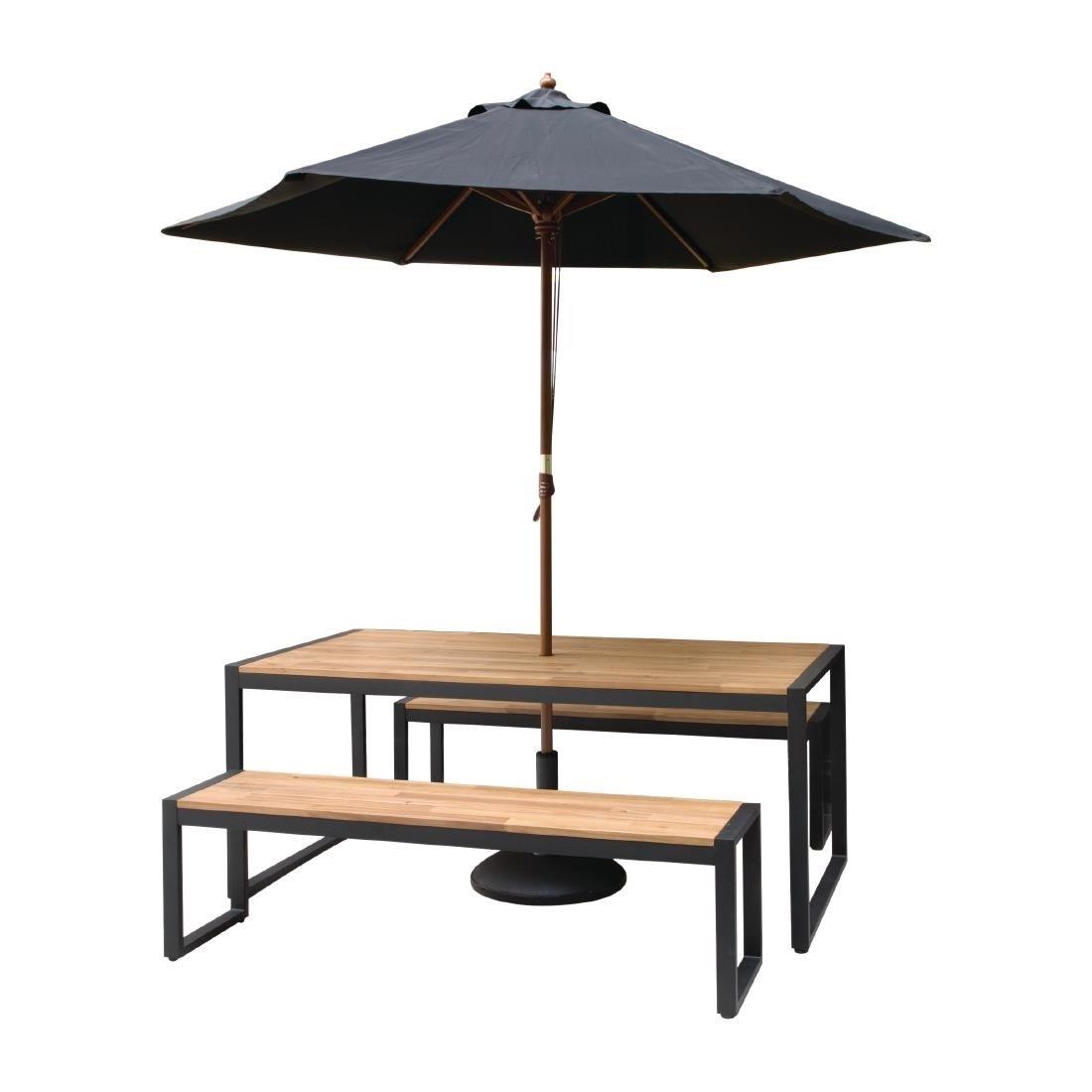 Bancs industriels en acier et acacia Bolero 160 cm (lot de 2) - FRANCE CHR