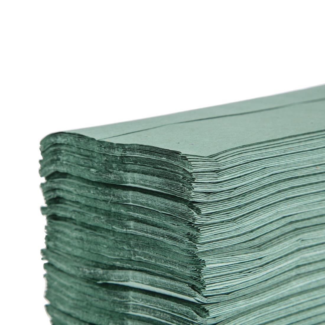 Essuie-mains 1 pli pliage en Z vert 250 feuilles Jantex (lot de 12) - FRANCE CHR