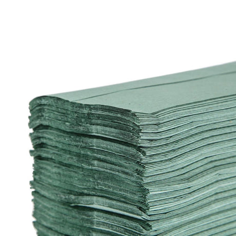 Essuie-mains 1 pli pliage en Z vert 250 feuilles Jantex (lot de 12) - FRANCE CHR