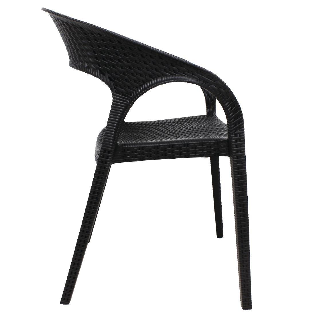 Fauteuils enveloppants en rotin PP Bolero noirs (lot de 4) - FRANCE CHR