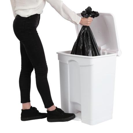 Poubelle de cuisine à pédale Jantex blanche 65L - FRANCE CHR