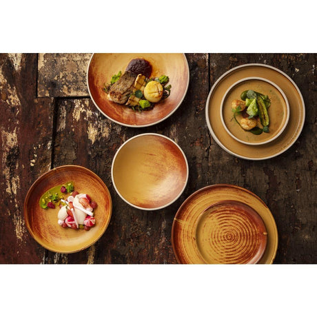 Assiettes plates bord droit terre de sienne Olympia Canvas 18 cm (Lot de 6) - FRANCE CHR