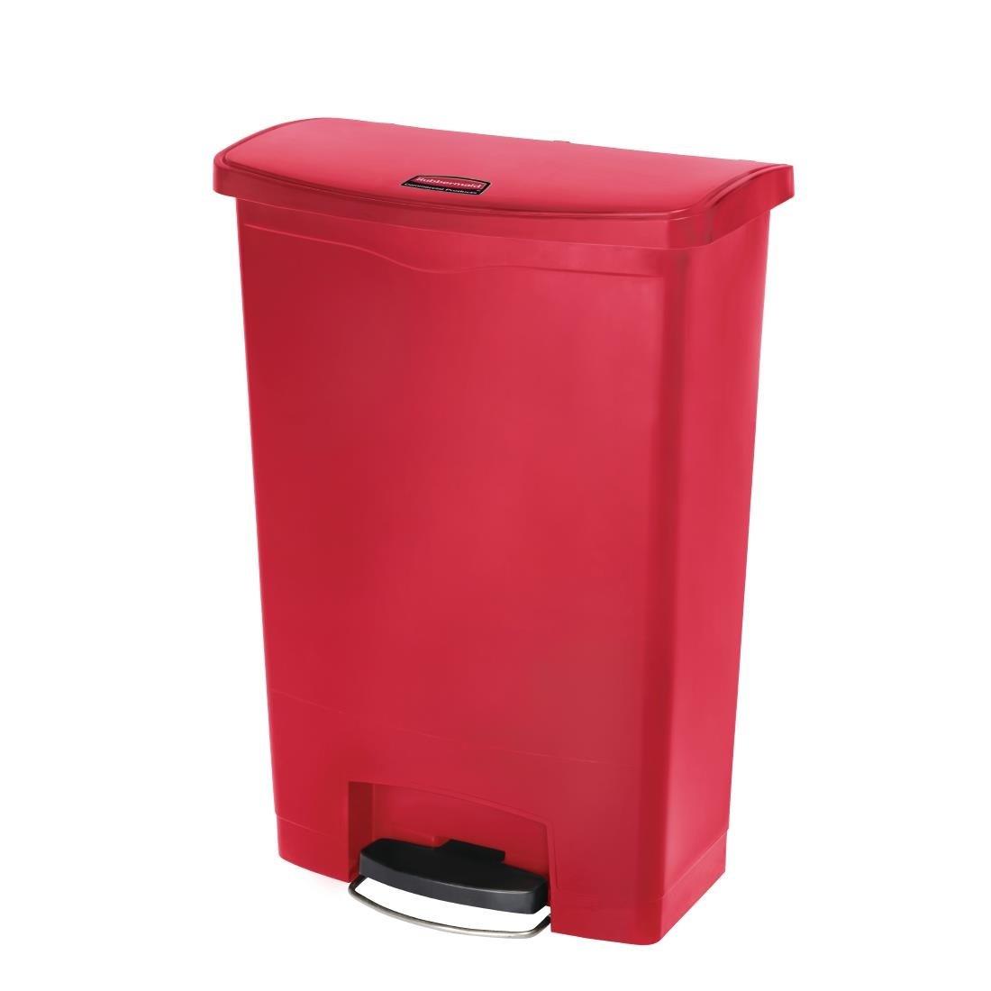 Poubelle à pédale frontale Rubbermaid Slim Jim rouge 90L - FRANCE CHR