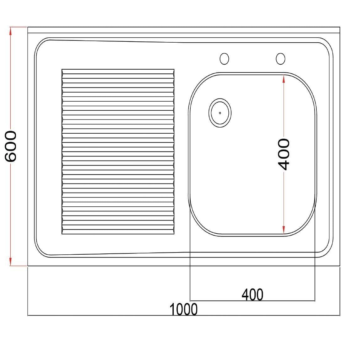 Plonge inox soudée cuve à droite égouttoir à gauche Holmes 1000mm - FRANCE CHR