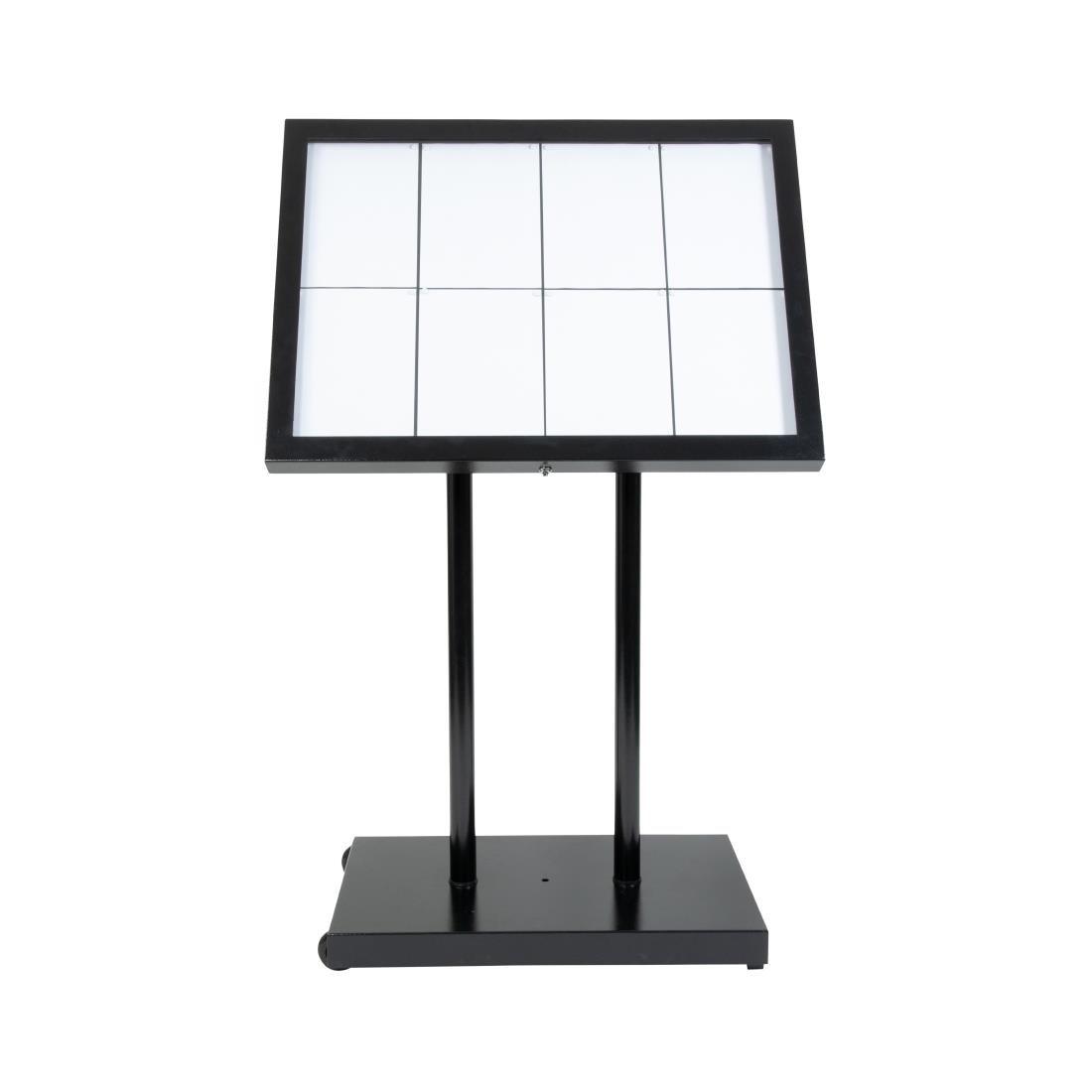 Porte-menu à LED blanches en acier noir Securit 8xA4 (hors poteau et socle) - FRANCE CHR
