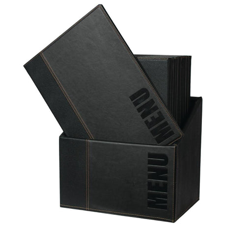 Porte-menus contemporains A4 noirs avec boîte de rangement (lot de 20) - FRANCE CHR