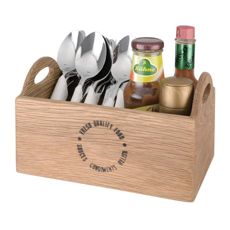 Porte-condiments en chêne avec inscription Olympia 230mm - FRANCE CHR