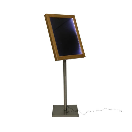 Porte-menu à LED blanches en teck Securit 4xA4 (hors poteau et socle) - FRANCE CHR