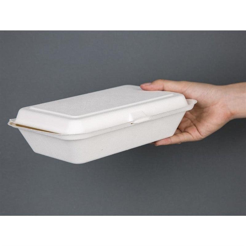 Barquettes à charnière en bagasse compostables Fiesta Compostable 24,8 cm (x250) - FRANCE CHR