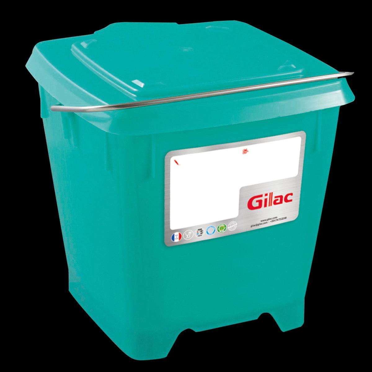 Seau carré HACPP 12 L + couvercle étanche - vert - FRANCE CHR