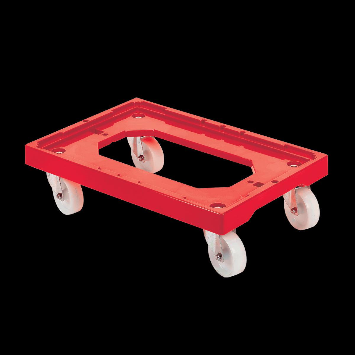 Socle rouleur 4 roues pivotantes - chape acier - rouge - FRANCE CHR