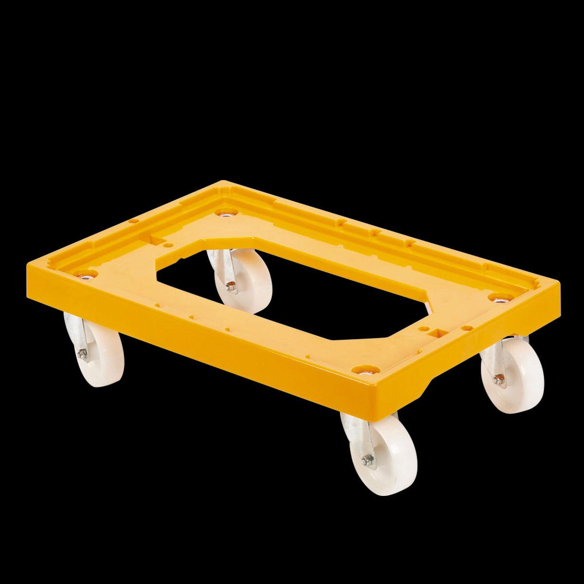 Socle rouleur 4 roues pivotantes - chape acier - jaune - FRANCE CHR