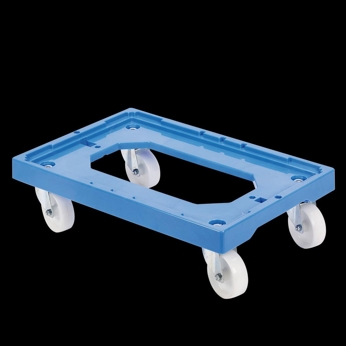 Socle rouleur 4 roues pivotantes - chape acier - bleu - FRANCE CHR