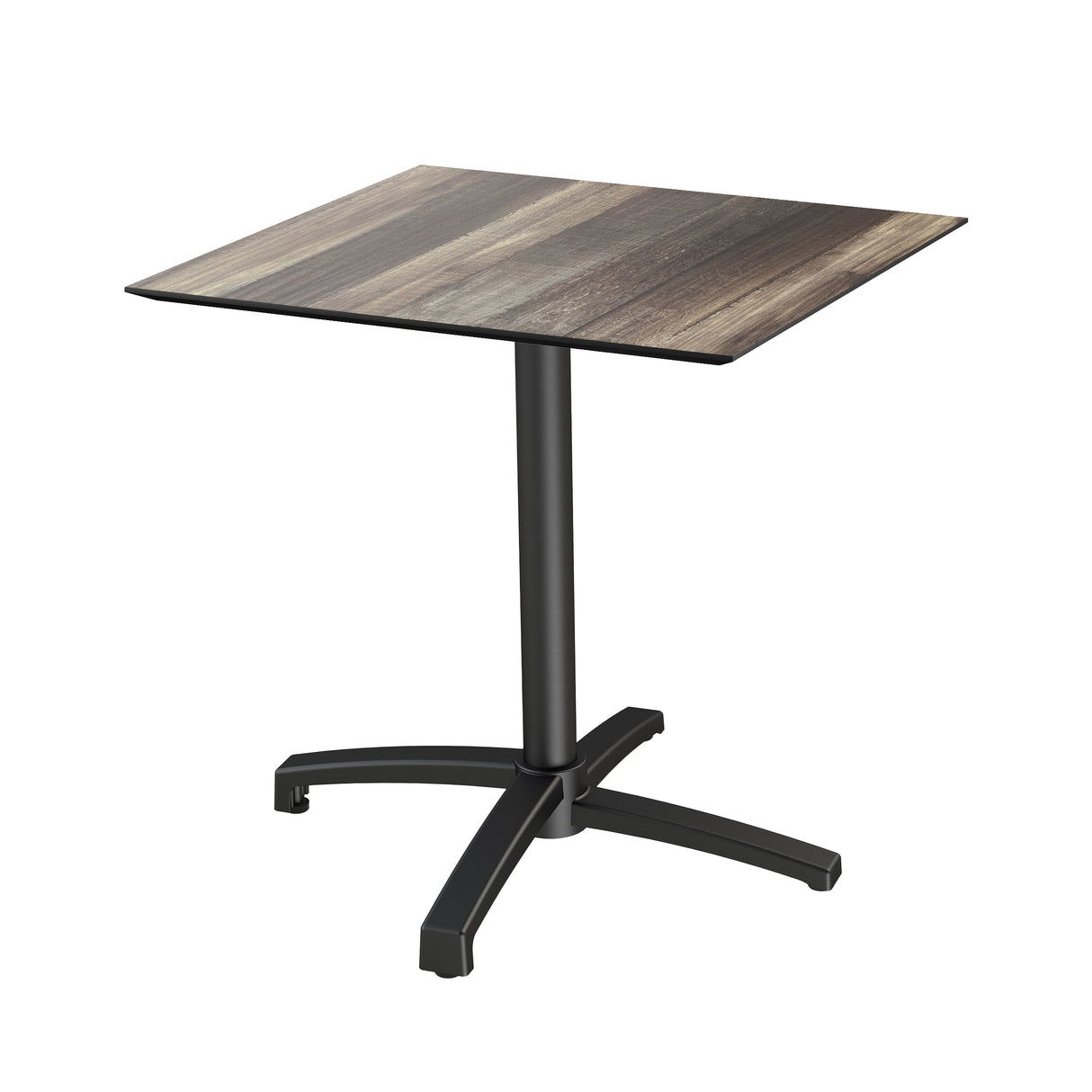 X Cross table de bistrot avec piètement noir + plateau HPL Tropical Wood 70x70 cm - VEBA - 1 pcs