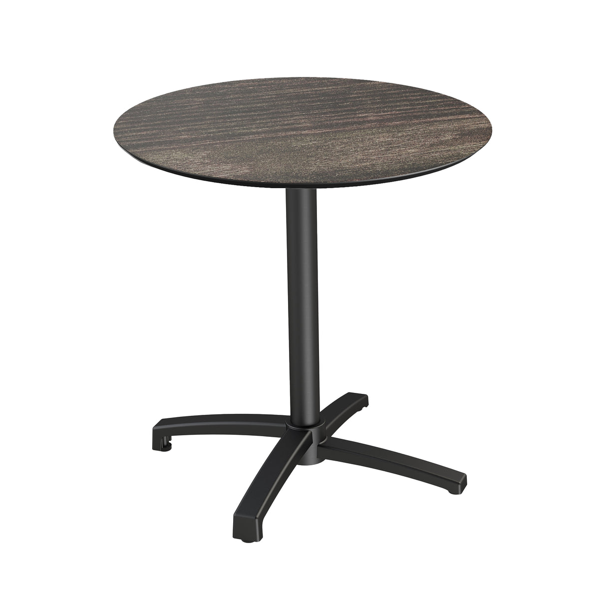 X Cross table de bistrot avec piètement noir + plateau HPL Riverwashed Wood Ø70 cm - VEBA - 1 pcs
