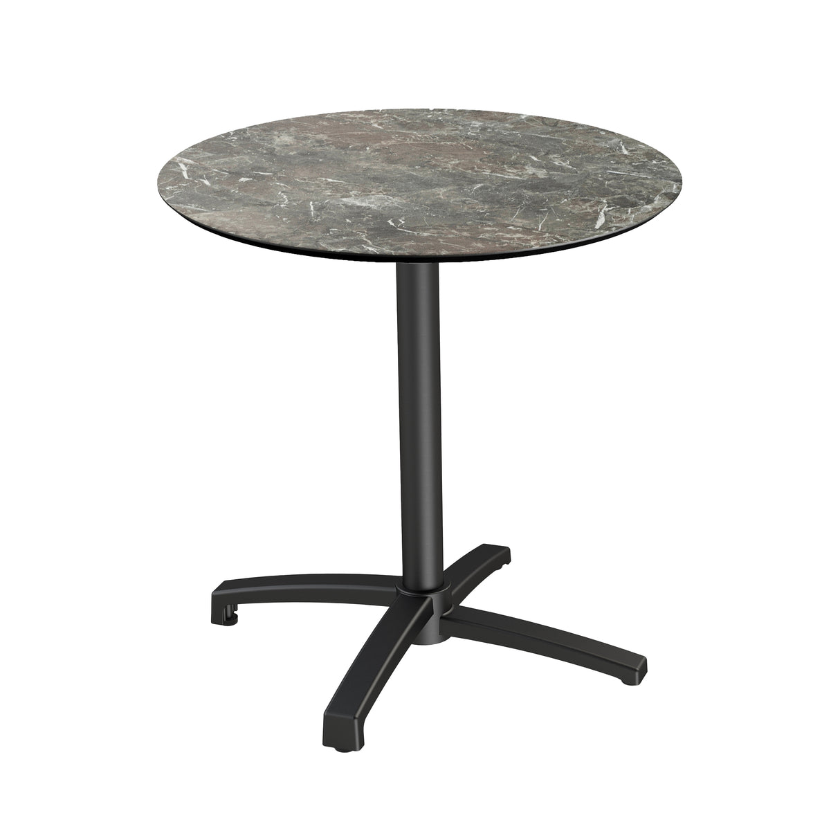 X Cross table de bistrot avec piètement noir + plateau HPL Galaxy Marble Ø70 cm - VEBA - 1 pcs