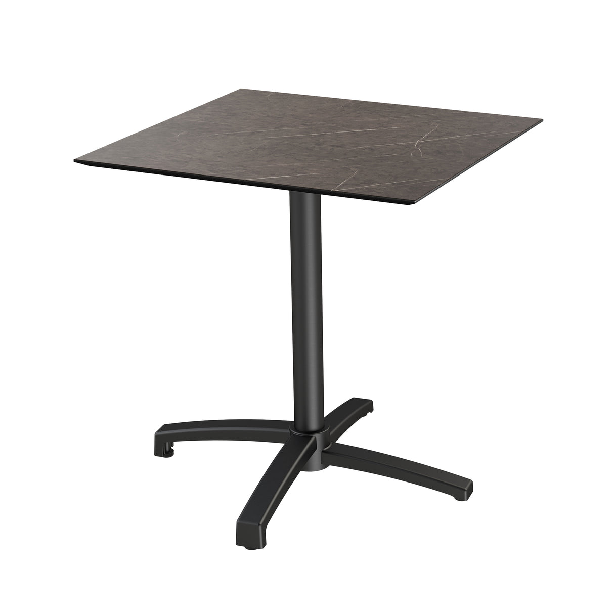 X Cross table de bistrot avec piètement noir + plateau HPL Midnight Marble 70x70 cm - VEBA - 1 pcs