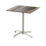 X Cross table de bistrot avec piètement sable + plateau HPL Tropical Wood 70x70 cm - VEBA - 1 pcs