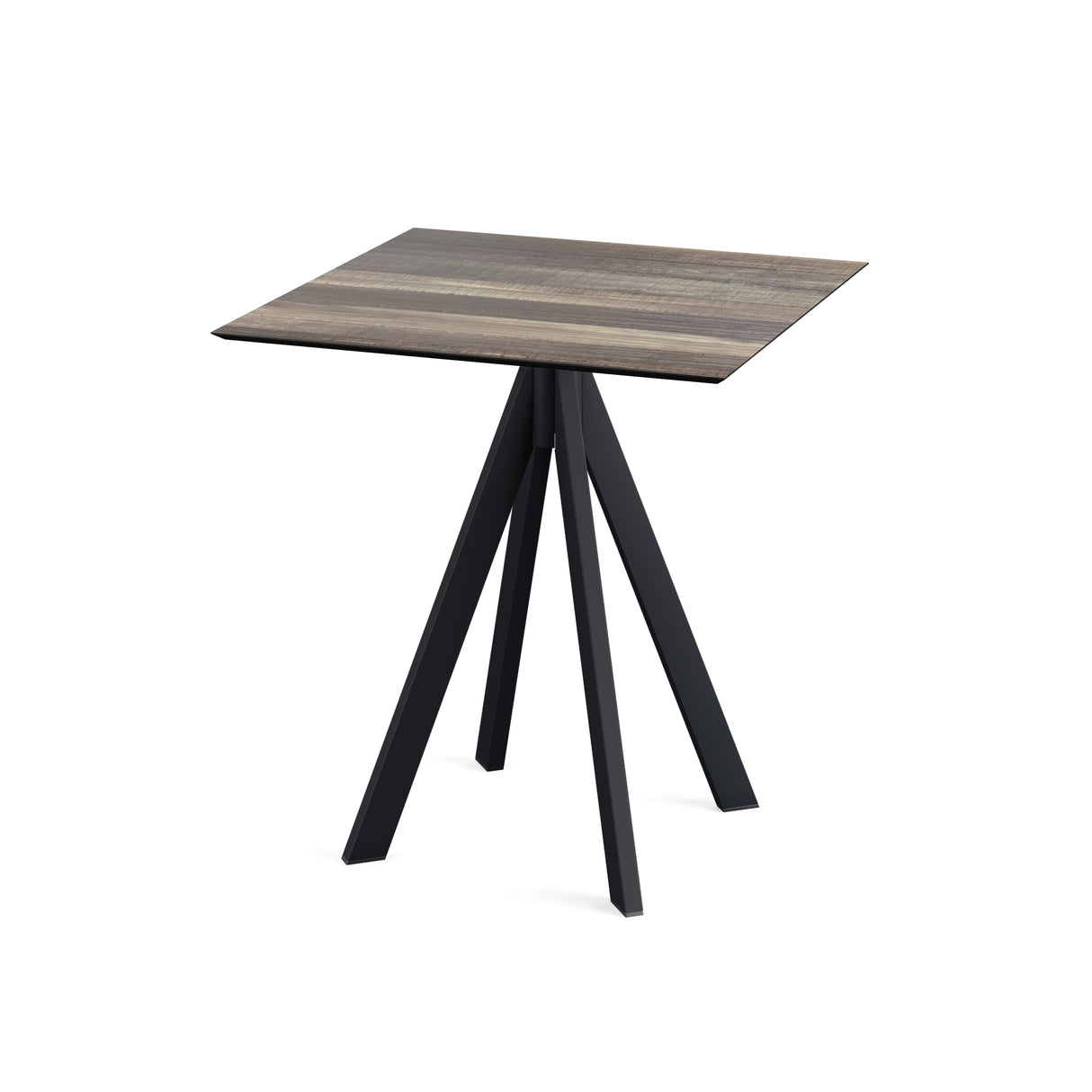 Infinity table de bistrot avec piètement noir + plateau HPL Tropical Wood 70x70 cm - VEBA - 1 pcs